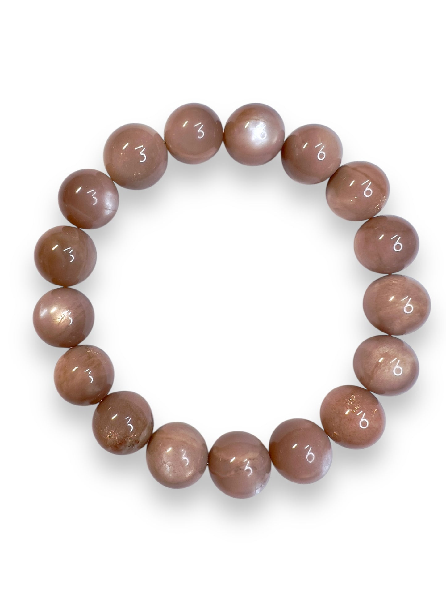 Flashy Peach Moonstone Bracelet with Mauve Undertones
