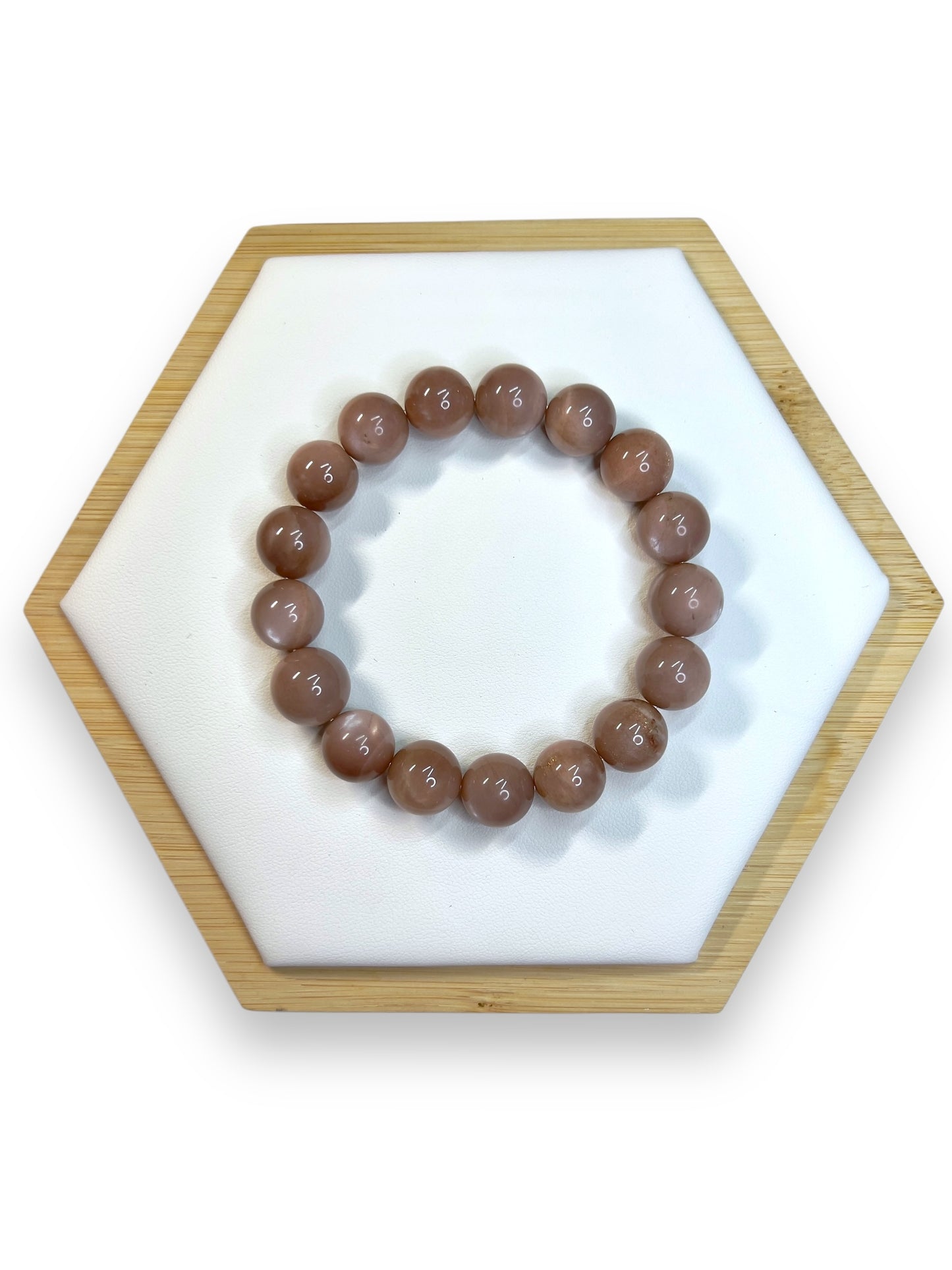 Flashy Peach Moonstone Bracelet with Mauve Undertones
