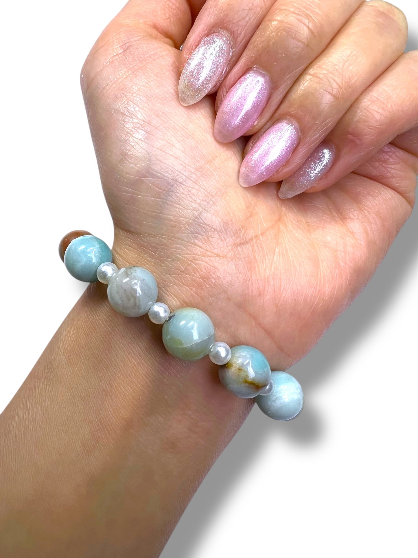 Caribbean Calcite with Glass Pearl Spacers - Handmade Jewelry