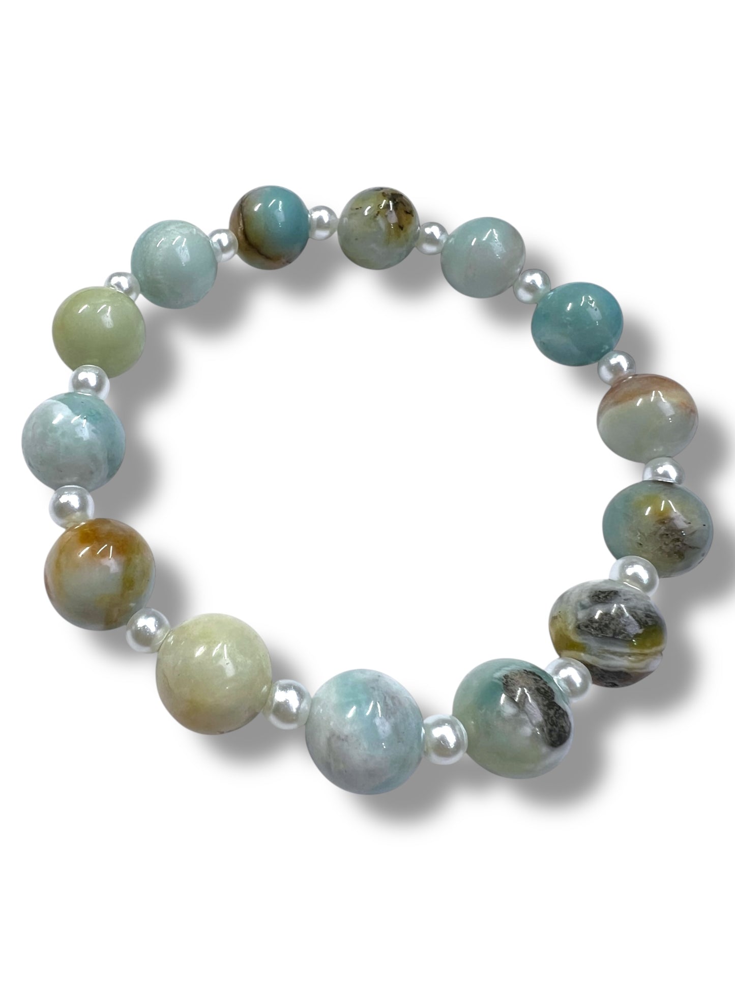 Caribbean Calcite with Glass Pearl Spacers - Handmade Jewelry
