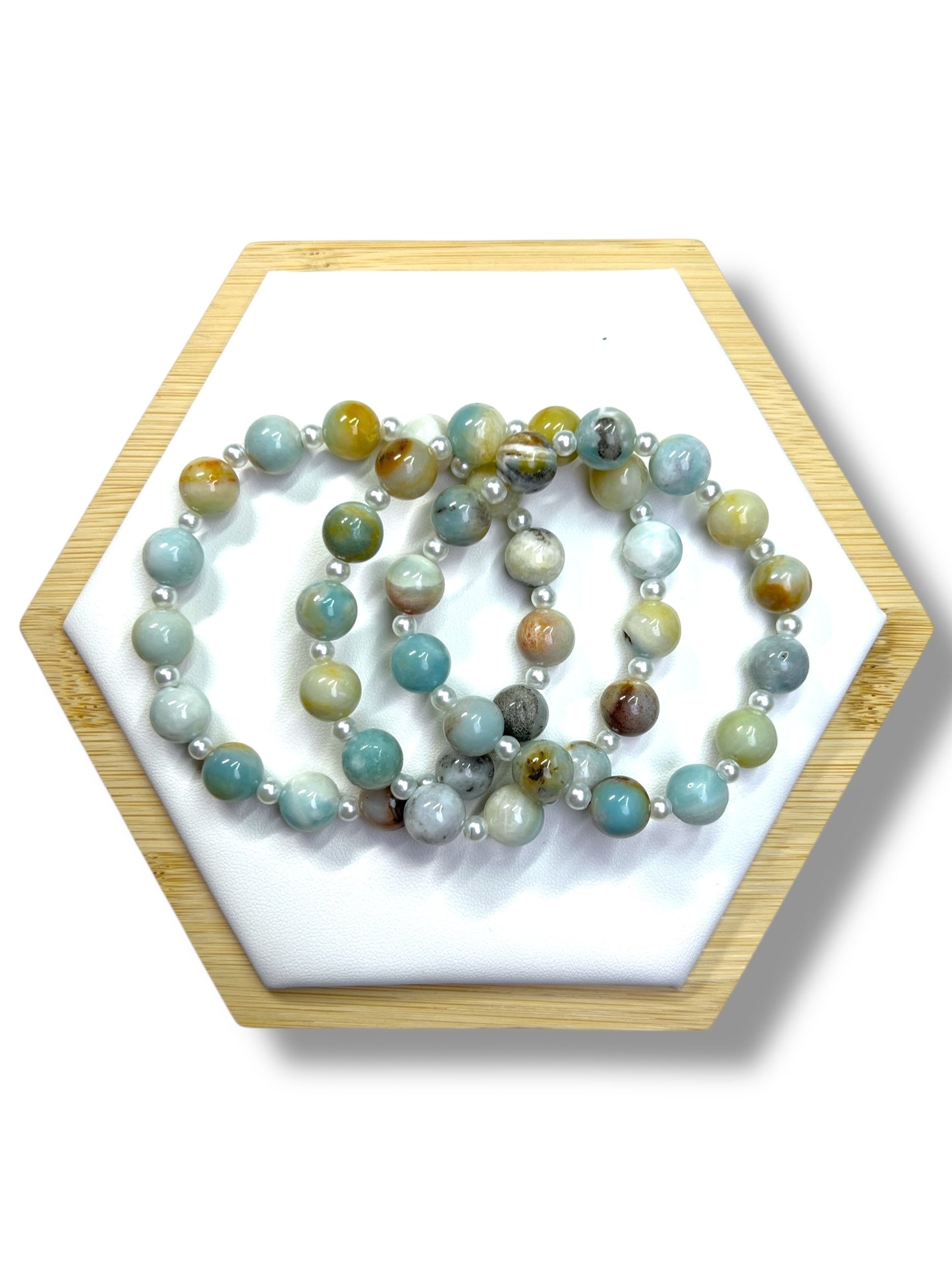 Caribbean Calcite with Glass Pearl Spacers - Handmade Jewelry