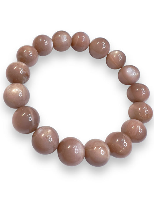 Flashy Peach Moonstone Bracelet with Mauve Undertones
